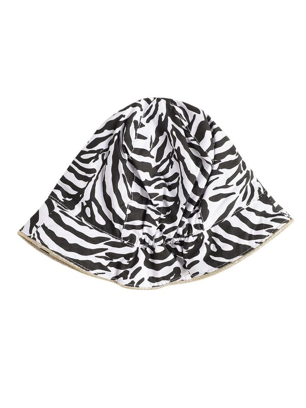 Girls White and Black Printed Cap image number 0